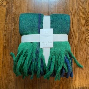 Threshold Woven Plaid Throw Blanket Dark Green/ Blue - Wool Blend